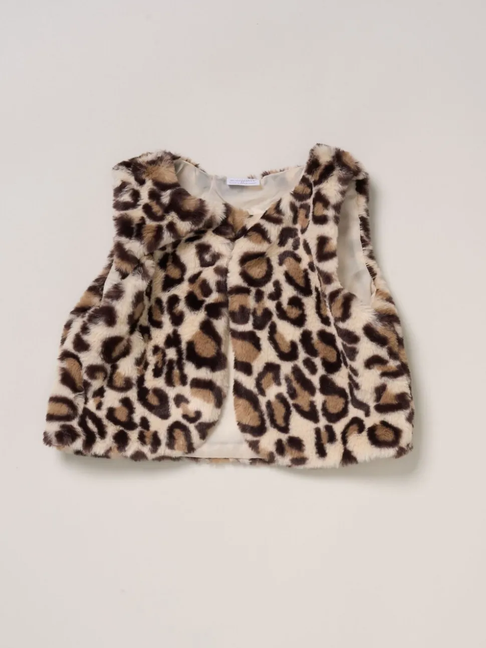 Miss Faux Fur Gilet Muslin Brown Top and Skirt with Bag Set