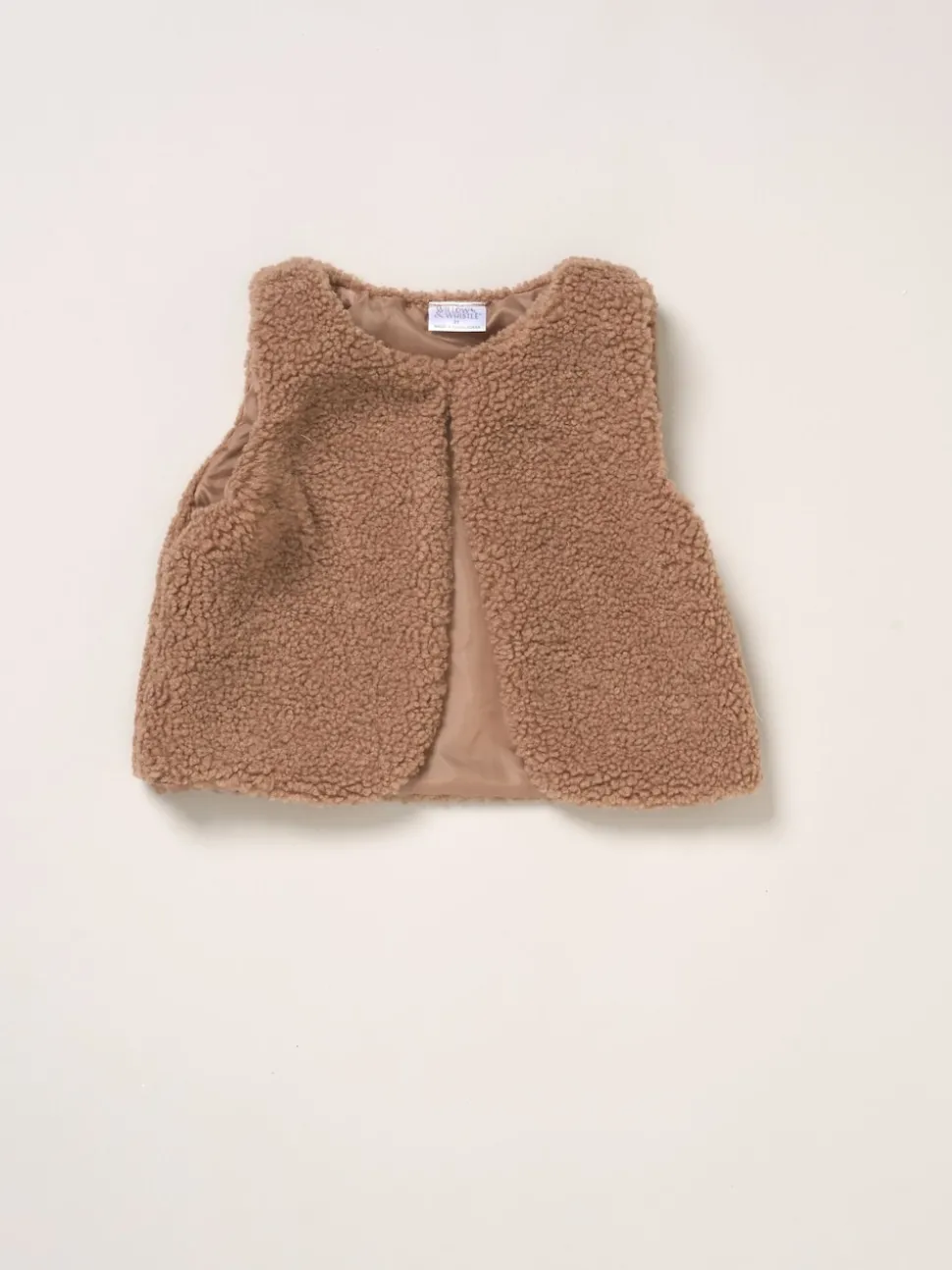 Miss Faux Fur Gilet Rib Brown Top Skirt and Bag Set