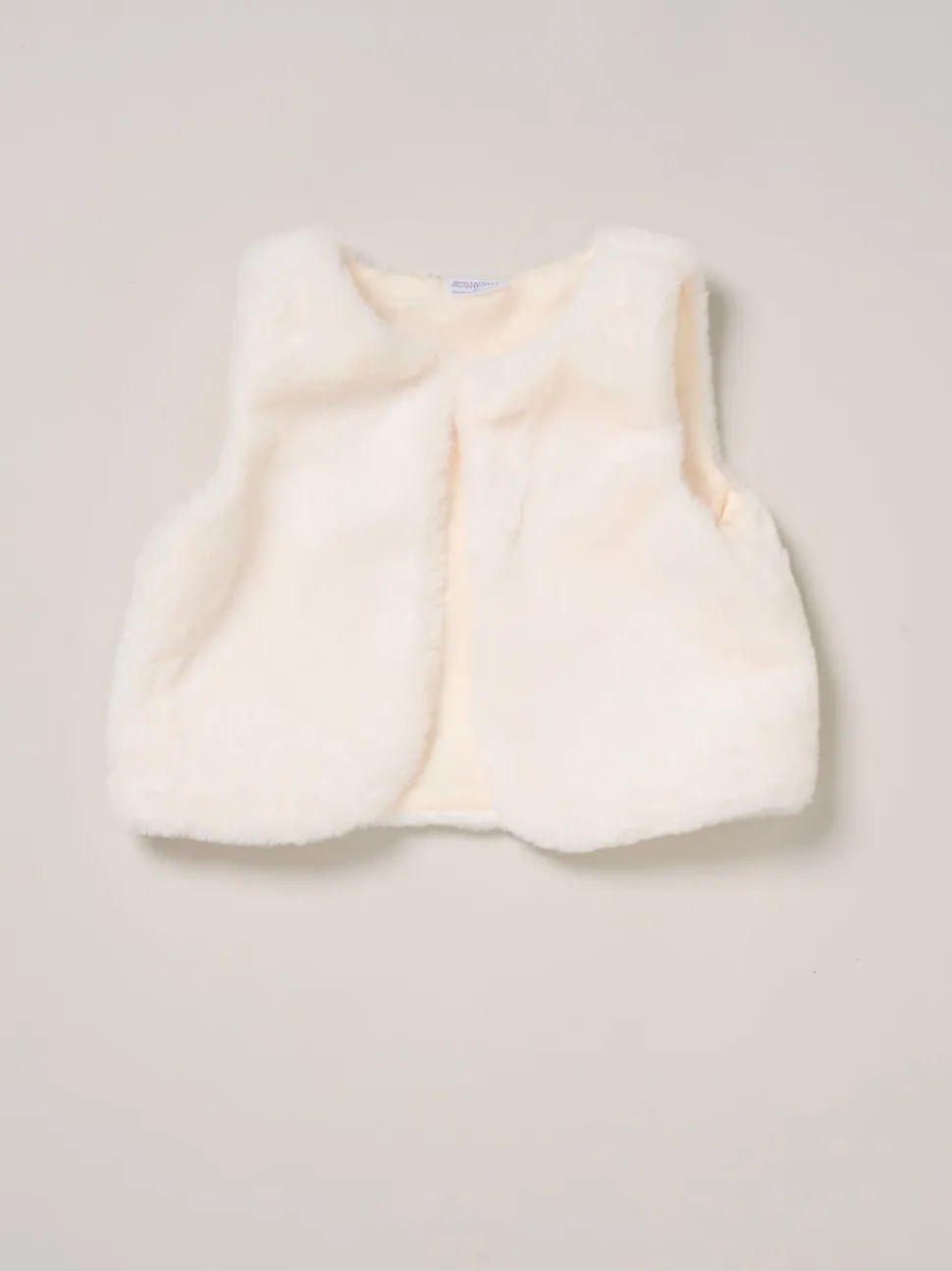 Miss Faux Fur White Gilet Bag Rib Top and Skirt Set