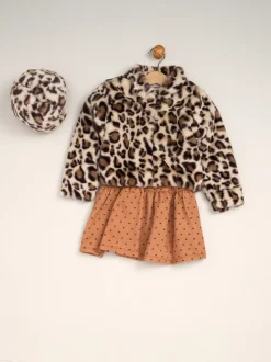 Miss Fur Jacket and Dress Outfit Set