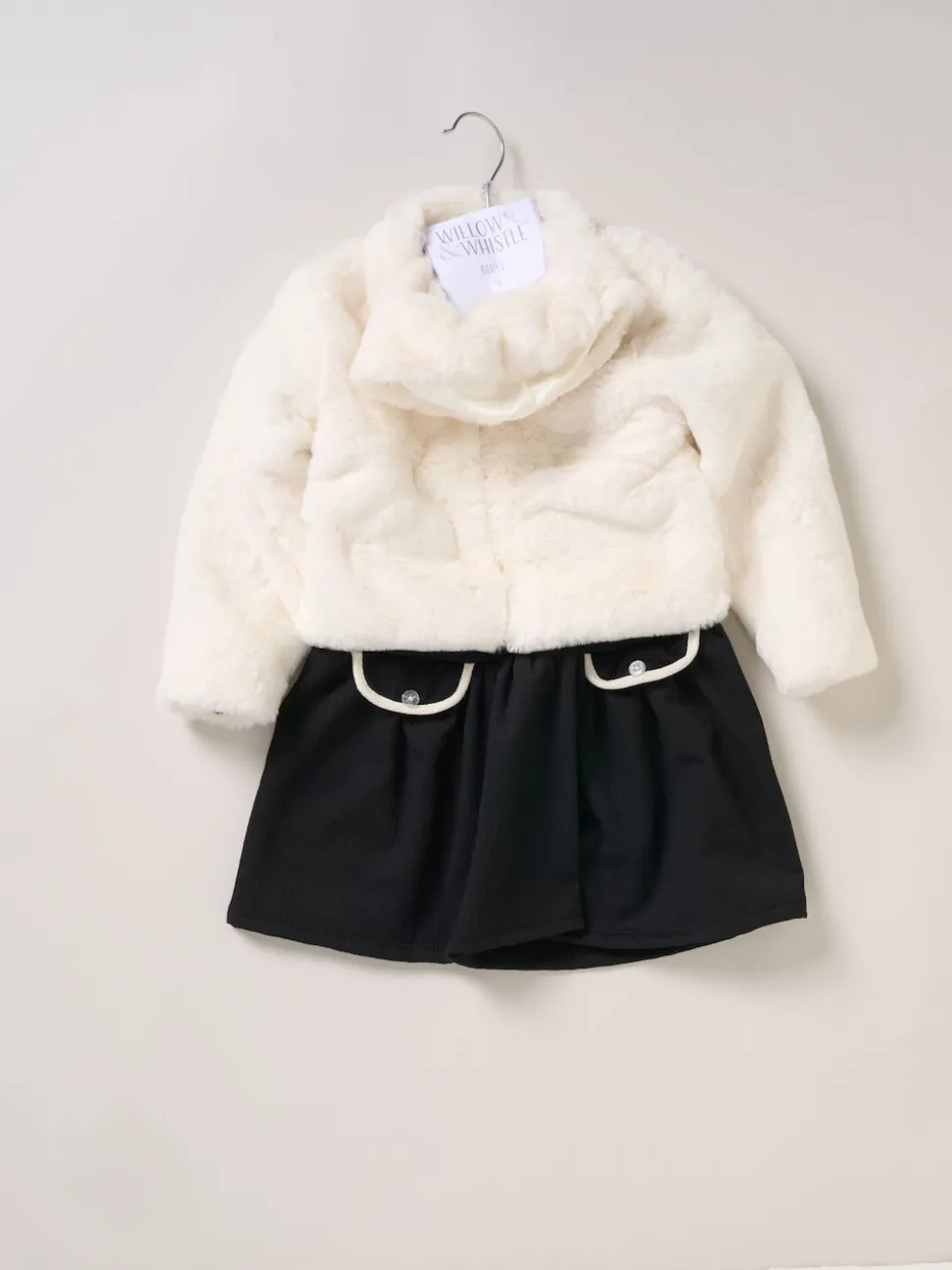 Miss Fur Jacket and White Dress Outfit Set