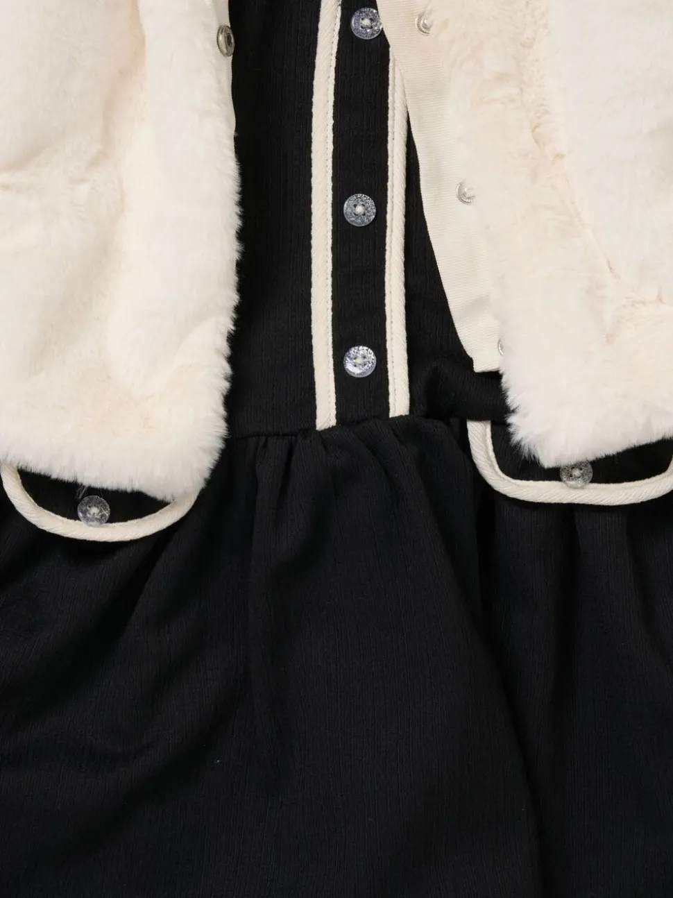 Miss Fur Jacket and White Dress Outfit Set
