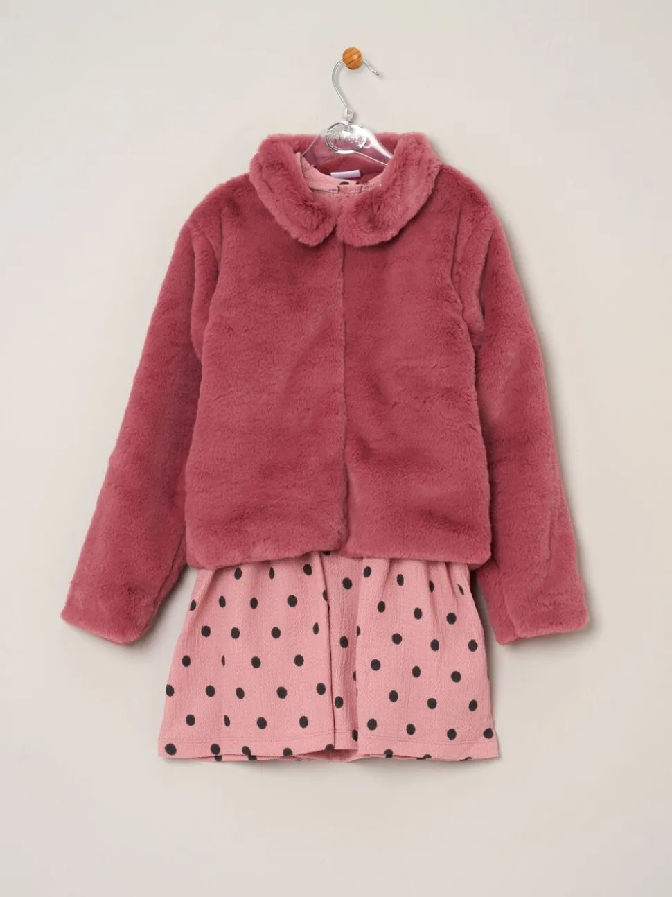 Miss Girls Faux Fur Jacket and Dress 2 Piece Set
