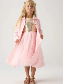 Miss Jacquard Star Jacket and Sequin Dress Set