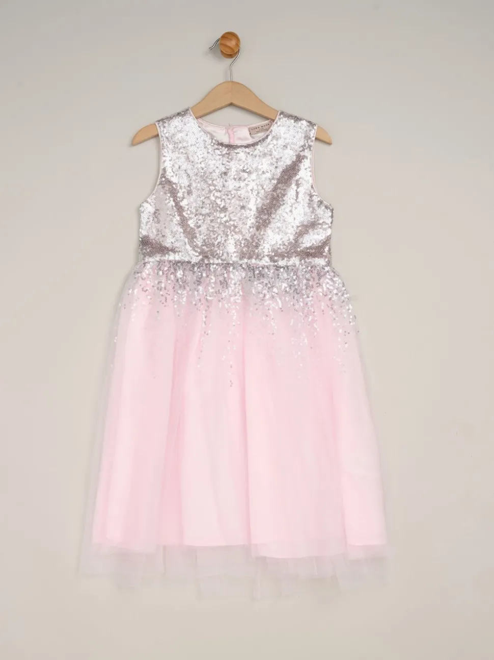 Miss Light Pink Waterfall Sequin Dress and Faux Fur Bolero Set
