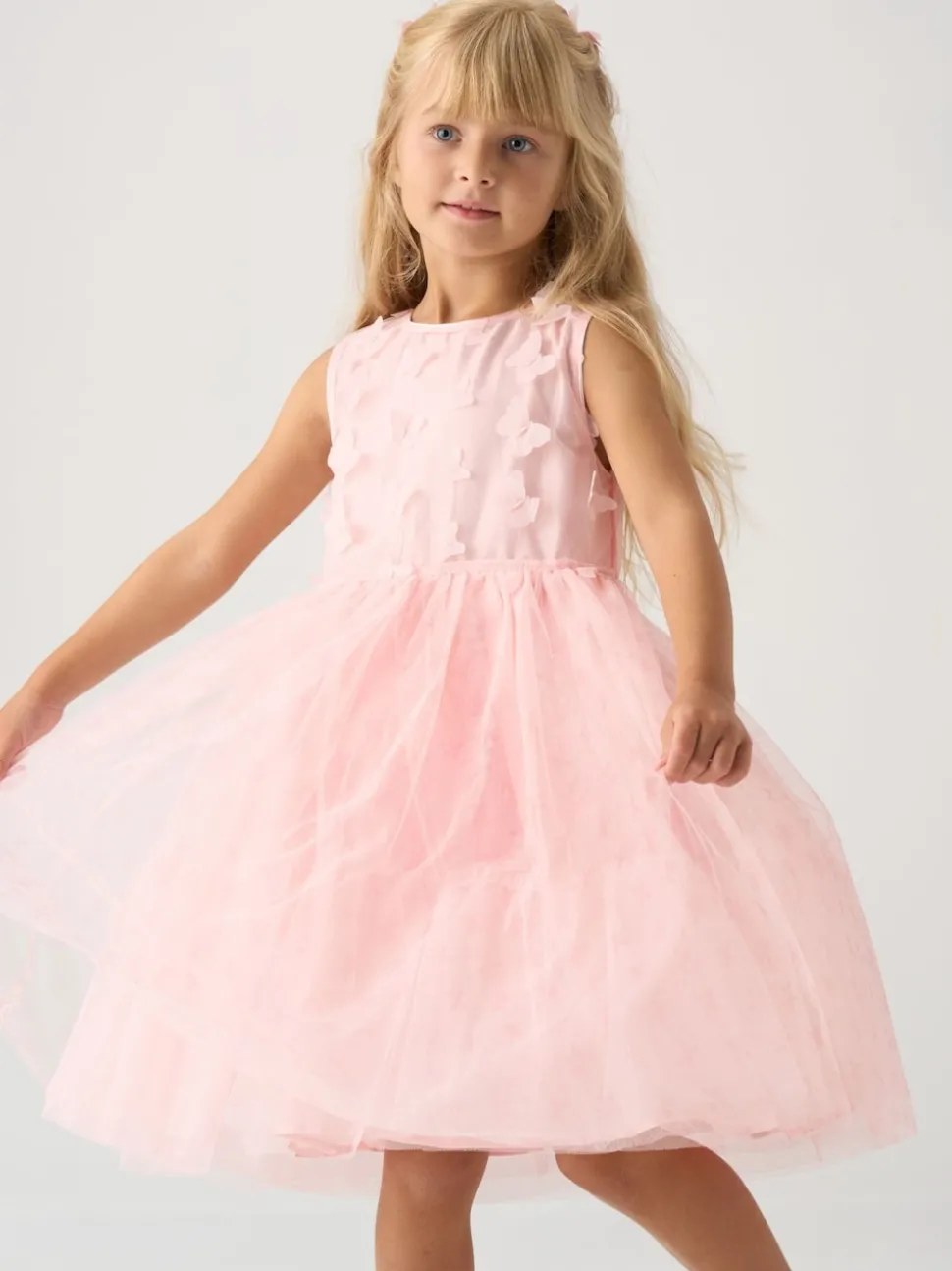 Miss Pink Jacket and Tulle Appliqué Butterfly Dress Set