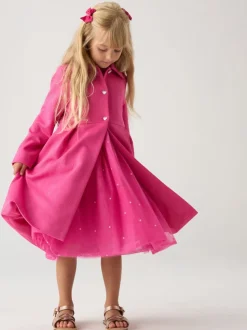 Miss Pink Jacquard Bows Jacket and Sequin Dress Set