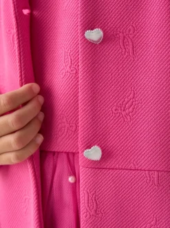 Miss Pink Jacquard Bows Jacket and Sequin Dress Set