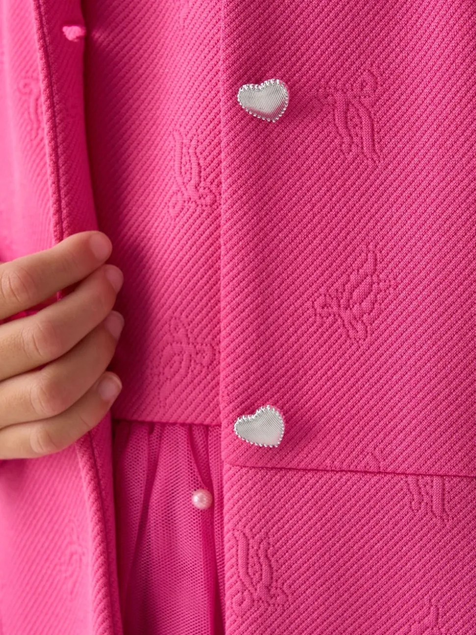 Miss Pink Jacquard Bows Jacket and Sequin Dress Set