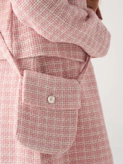 Miss Pink Tweed Check Jacket, Dress and Bag Set