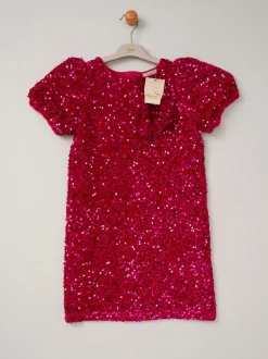 Miss Red Sequin Shift Dress and Matching Scrunchie Outfit Set