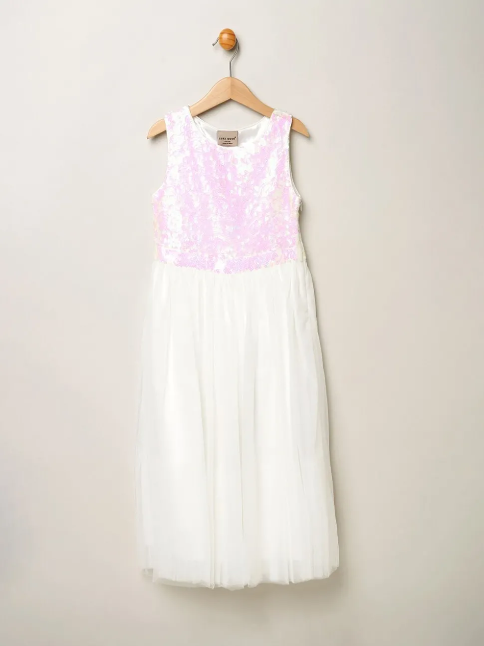 Miss Sequin Bow Tulle Skirt White Dress