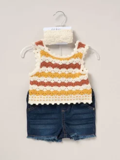 Miss True Knit Top Shorts and Headband Outfit Set