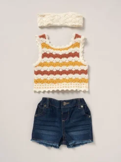 Miss True Knit Top Shorts and Headband Outfit Set