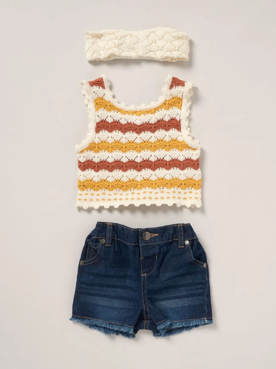 Miss True Knit Top Shorts and Headband Outfit Set