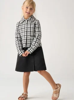 Miss Tweed Black Jacket Scrunchie and Satin Dress Set