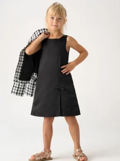 Miss Tweed Black Jacket Scrunchie and Satin Dress Set