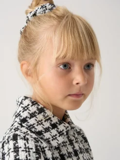 Miss Tweed Black Jacket Scrunchie and Satin Dress Set