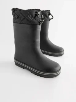 Mono Black Warm Lined Cuff Wellies