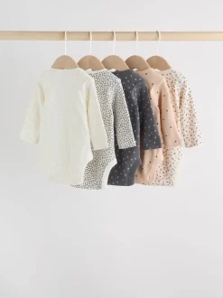 Monochrome Long Sleeve Baby Bodysuits 5 Pack