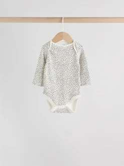 Monochrome Long Sleeve Baby Bodysuits 5 Pack
