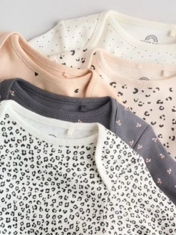 Monochrome Long Sleeve Baby Bodysuits 5 Pack