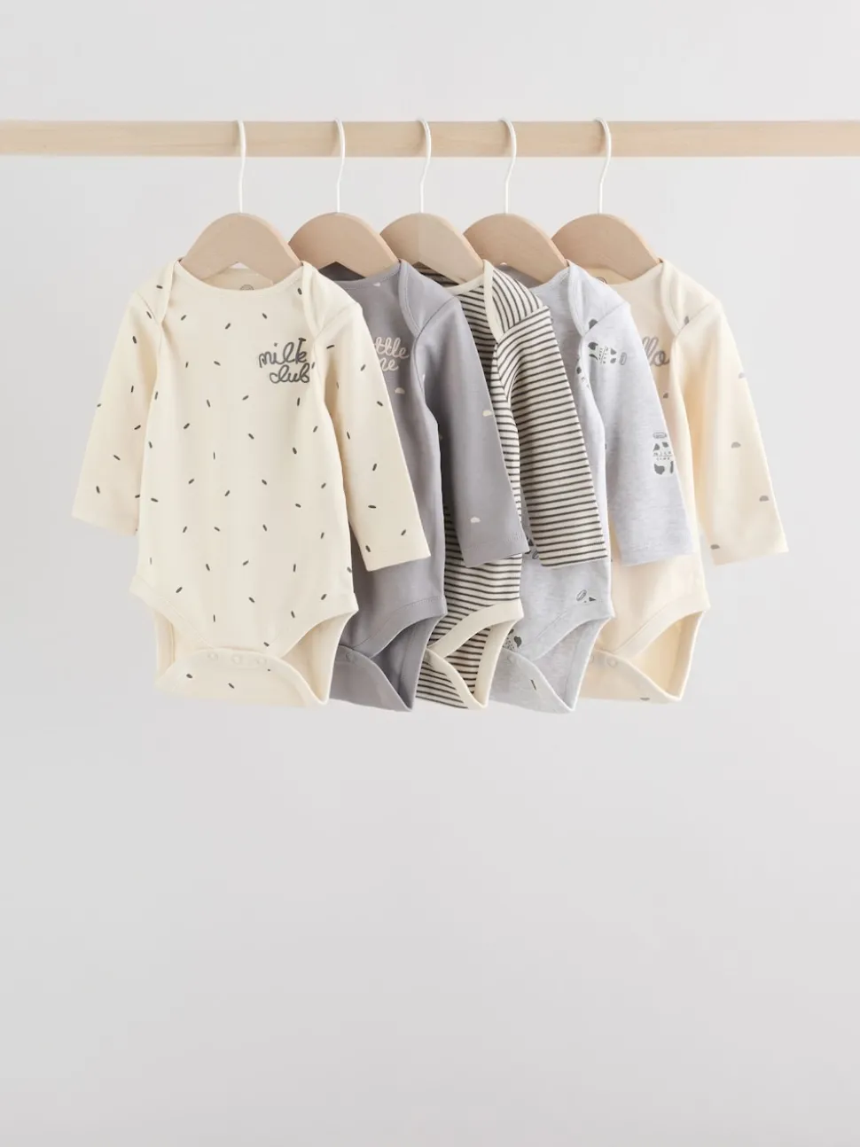 Monochrome Baby Long Sleeve Bodysuits 5 Pack