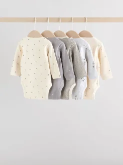 Monochrome Baby Long Sleeve Bodysuits 5 Pack