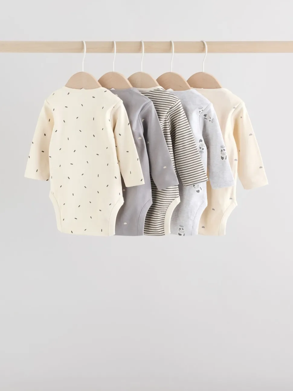 Monochrome Baby Long Sleeve Bodysuits 5 Pack