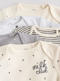 Monochrome Baby Long Sleeve Bodysuits 5 Pack