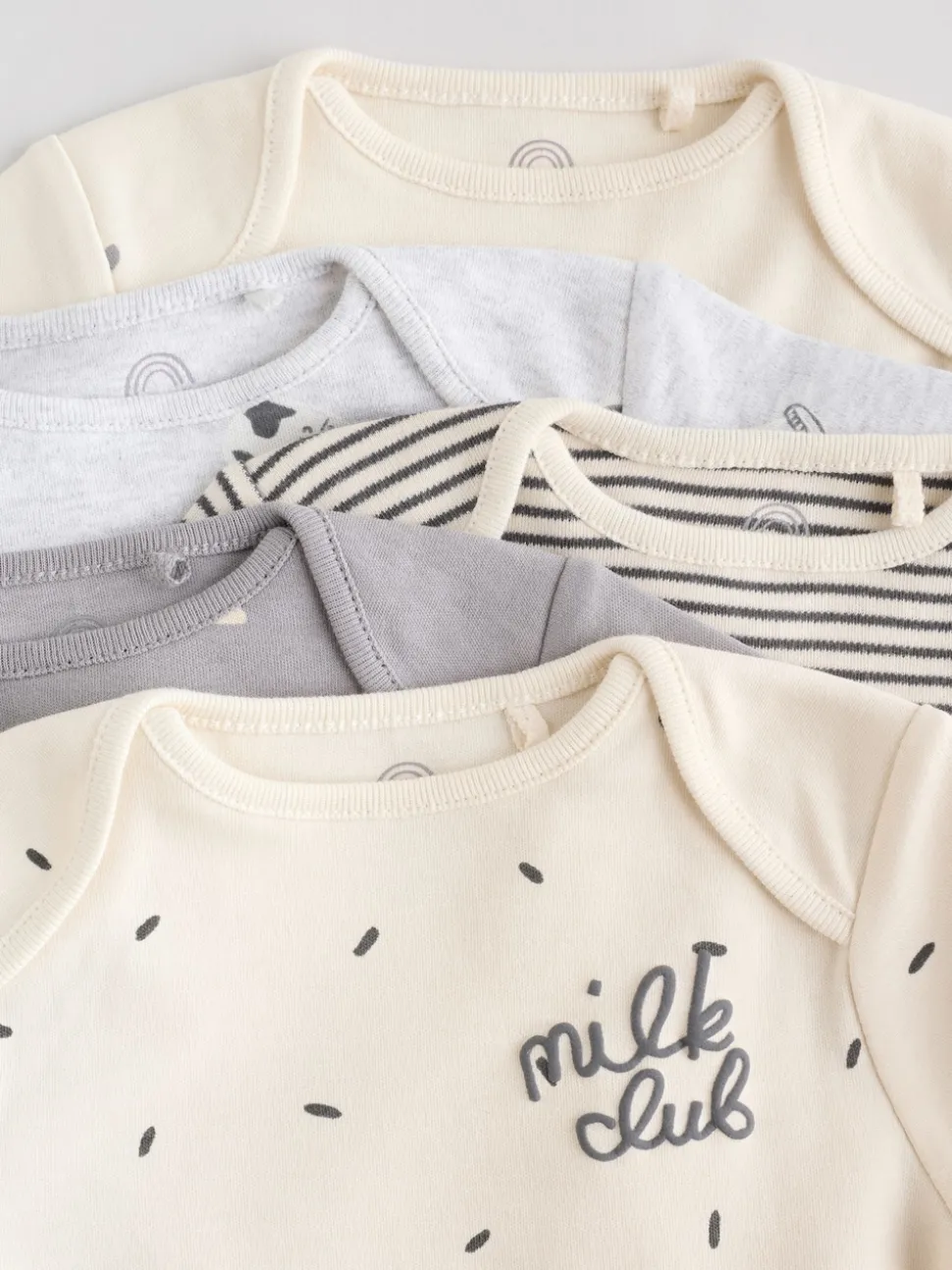 Monochrome Baby Long Sleeve Bodysuits 5 Pack