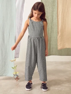 Mono Gingham 100% Cotton Barrel Playsuit (3-16yrs)