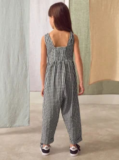 Mono Gingham 100% Cotton Barrel Playsuit (3-16yrs)