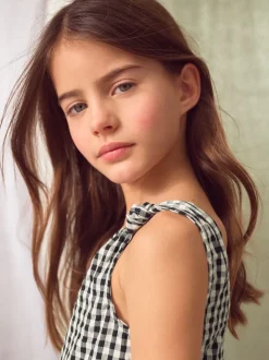 Mono Gingham 100% Cotton Barrel Playsuit (3-16yrs)