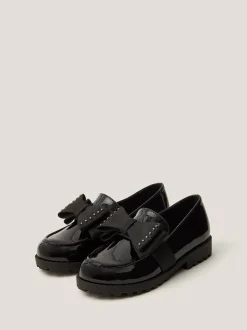 Monsoon Black Bow Patent Loafers
