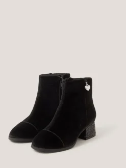 Monsoon Black Velvet Glitter Heel Boots