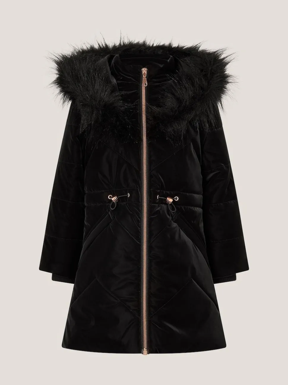 Monsoon Black Faux Fur Hood Padded Coat