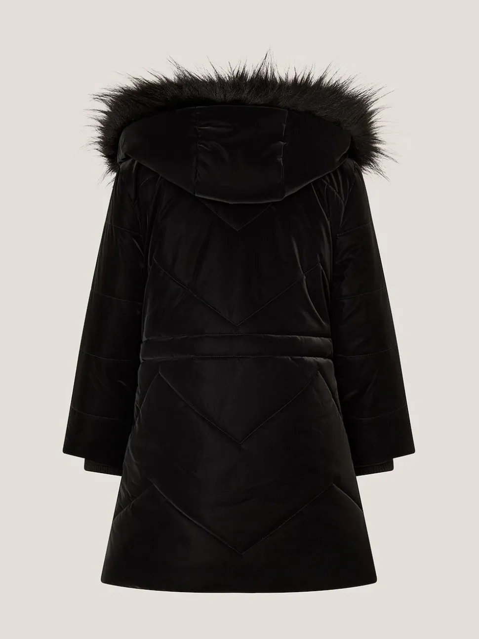 Monsoon Black Faux Fur Hood Padded Coat