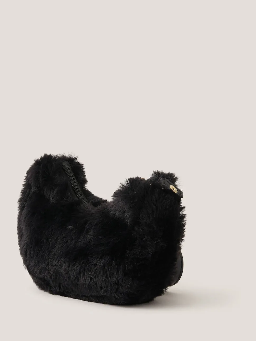 Monsoon Black Fluffy Cat Cross-Body Bag