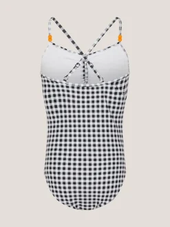Monsoon Black Gingham Cut Out Swimsuit