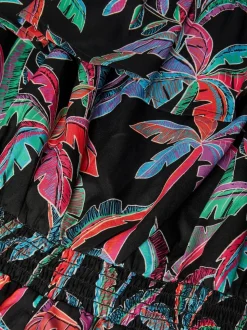 Monsoon Black Neon Tropical Print Playsuit