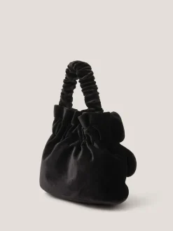 Monsoon Black Pearl Bow Velvet Bag