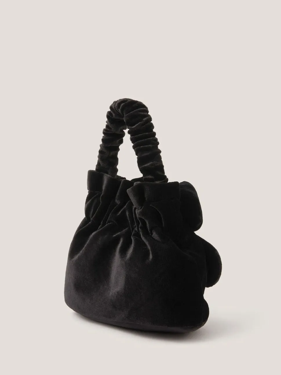 Monsoon Black Pearl Bow Velvet Bag