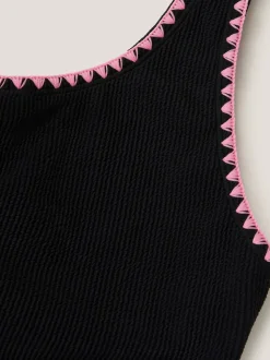 Monsoon Black Stitch Cut Out Swimsuit