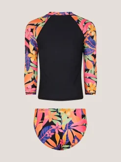 Monsoon Black Tropical Floral UPF50+ Rash Vest & Briefs Set