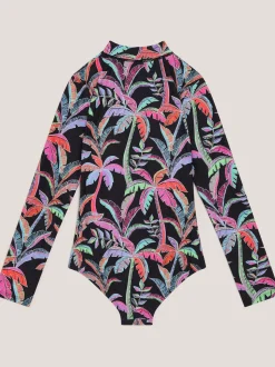 Monsoon Black Tropical UPF50+ Long Sleeve Swimsuit