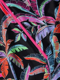 Monsoon Black Tropical UPF50+ Long Sleeve Swimsuit