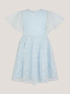 Monsoon Blue Ahanna Flutter Sleeve Sequin Party Dress