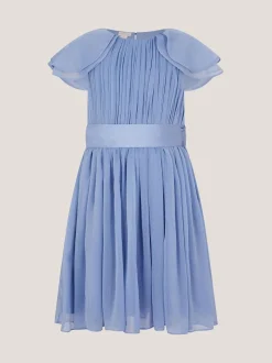 Monsoon Blue Ava Cape Sleeve Chiffon Bridesmaid Dress