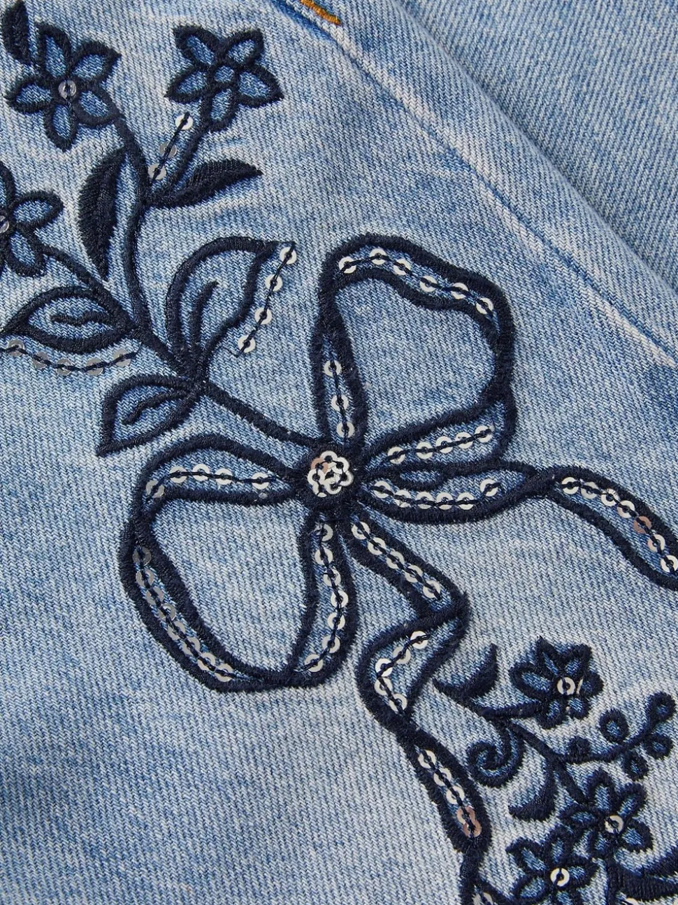 Monsoon Blue Bow Embroidered Jeans
